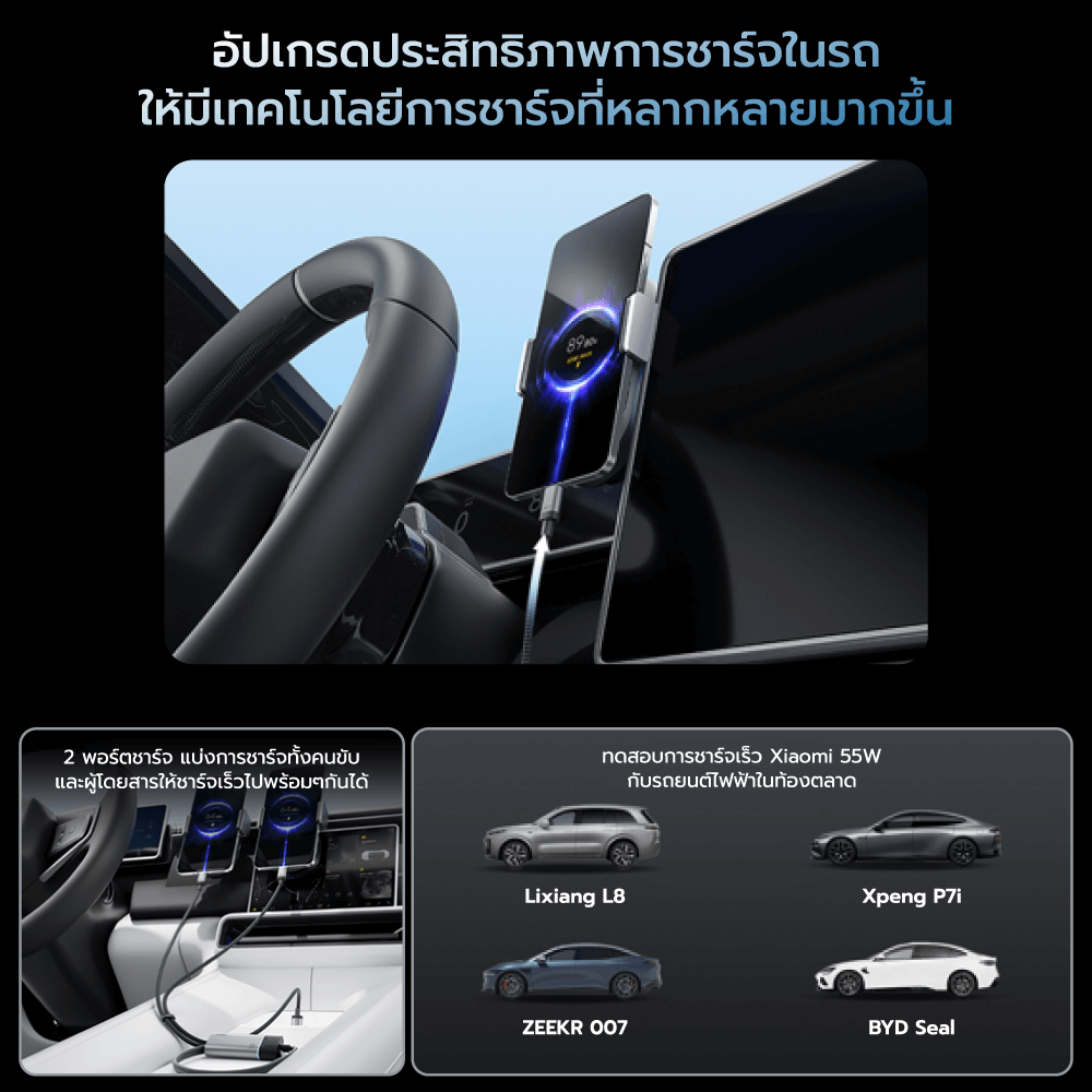 สายชาร์จเร็ว CUKTECH รุ่น C2C515 AI CHARGING สีดำ 2 พอร์ต USB-C ยาว 1.35 เมตร (เทคโนโลยีชาร์จเร็ว PD3.0 PPS)